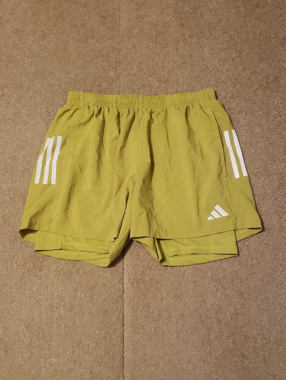 Adidas Men's Lime Own the Run Climacool 2-in-1 Five Pocket Shorts